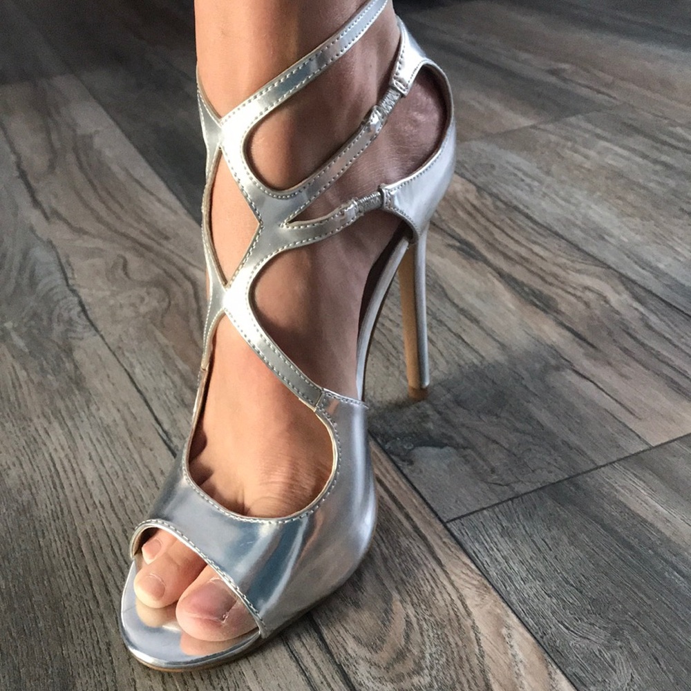 Forever 21 Silver Strappy Heels